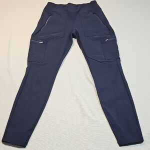 Athleta Headlands Hybrid High Rise Cargo Legging Navy Blue Size 6 Zip Pockets